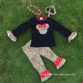 FALL OUTFITS kids minnie top sets girls ruffle pant sets girls boutique clothes with necklace and headband